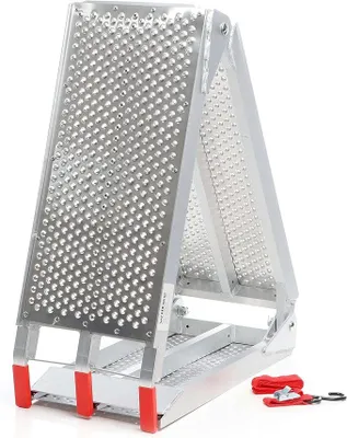 Productafbeelding van Oprijplaat, 3-voudig inklapbaar, 199 cm, 270 kg, geschikt voor motor, ATV, quad. Opvouwbare aluminium oprijrail, laadramp met antislip oppervlak