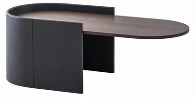 Obrázek produktu pro Moderní konferenční stolek, černá a hnědá barva, elegantní design, boční stolek, dekorativní