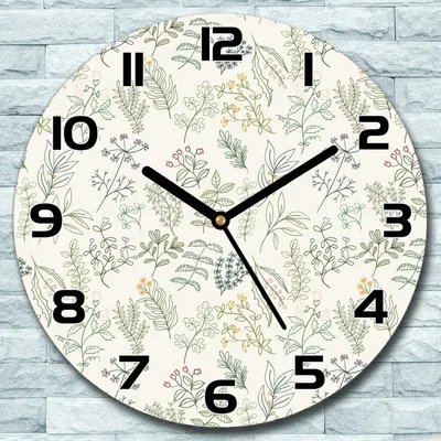Produktbild von Wanduhr aus Glas Rund fi 30 Pflanzenkonturen Quarz Deko Schlafzimmer Büro