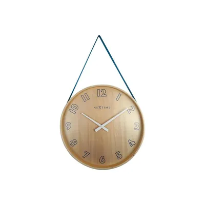 Produktbild von Große blaue Holzwanduhr Ø 40 cm, geräuschlos, modernes Design