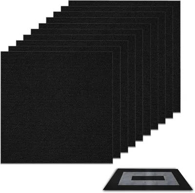 Produktbild von Teppichfliesen 30x30 cm, 10 Stück, schwarz, für Zuhause