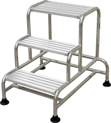Produktbild von Aluminium Trittleiter Plano, 3 Stufen, Plattformhöhe 75 cm, Arbeitshöhe 270 cm