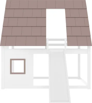 Produktbild von Hochbett mit 2 Schlafgelegenheiten, Lattenrost, Leiter, Rutsche, Rausfallschutz, 140x200cm, Spielbett, Kinderbett, Etagenbett, Kiefer