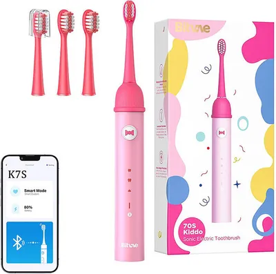 Obrázok produktu pre Sonická zubná kefka Bitvae K7S s detskou aplikáciou a súpravou koncoviek, ružová
