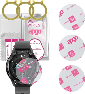 Produktbild von apgo 3 Stück Schutzglas, klar, kompatibel mit Maxcom FW43 cobalt 2 Smartwatch, Hybrid 8H, Ersatz für Hartglas, Displayschutzglas, Bildschirmschutz, Displayschutz, kratzfest