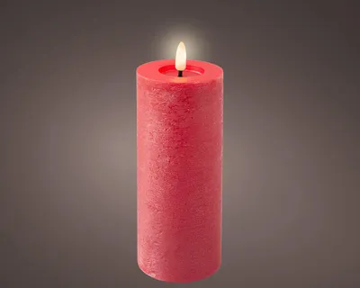 Image de Bougie Led Rouge Rustique Cire Rustique, Lumière Led Rouge - Lumineo
