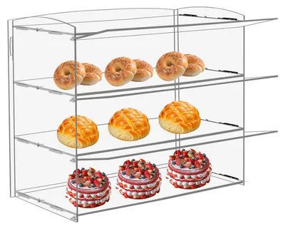 Produktbild von Solidchoice – Acryl-Vitrine für Bäckereien mit 3 Regalböden für Brot und Gebäck