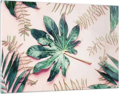 Produktbild von Bilder auf glas - Einteilig - Blatt Tropisch Palme - 120x80cm - Glasbilder - Wandbilder - Bilder - zum Aufhängen bereit - Wanddekoration aus Glas - Glas Bilder - Wandbild auf Glas - GAA120x80-4314