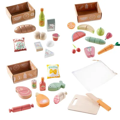 Produktbild von howa Kaufladenzubehör Set aus Holz Obst und Gemüse, Spiellebensmittel, Frühstücksset Zubehör Spielzeug für Kaufladen und Kinderküche 32 tlg. 14891 ....