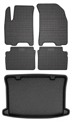 Productafbeelding van Rubberen automatten + kofferbakmat voor Chevrolet Aveo I T200/T250 2004-2011 (hatchback) – 5-delig, zwart, op maat – Wielganizator SolidPRO