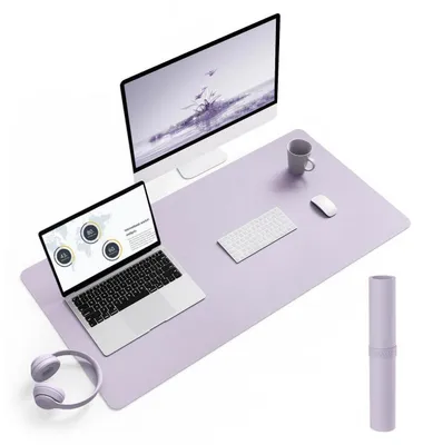 Image de Sous-main en similicuir, couleur lilas clair, dimensions 90 x 43 cm