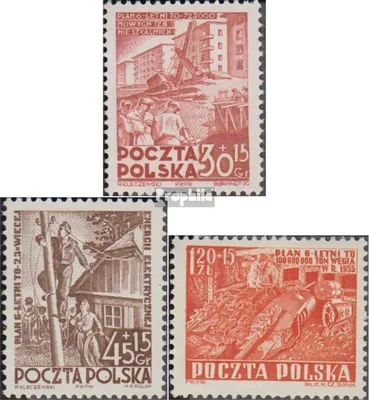 Produktbild von Briefmarken Polen 1952 Mi 746-747,777 (kompl.Ausg.) gestempelt Sechsjahresplan