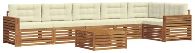 Produktbild von vidaXL Outdoor-Sofagarnitur 7 stk. Natur und Creme