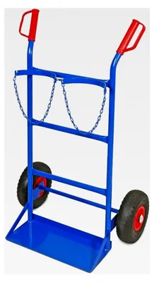 Produktbild von Flaschenkarre für 2 Gasflaschen Ø 140-210 mm, Tragfähigkeit 150 kg, blau