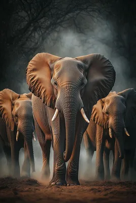 Image de Vitrail « Éléphants » - 80 x 120 cm