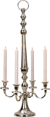 Produktbild von Kerzenständer 4-armig Kerzenleuchter Kandelaber zum stellen und hängen aus Metall silber Höhe 80 cm
