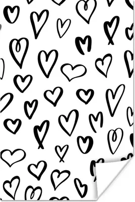Produktbild von MuchoWow® Poster Herzen - Schwarz - Muster 40x60 cm - Plakate für die Wand - Poster Babyzimmer