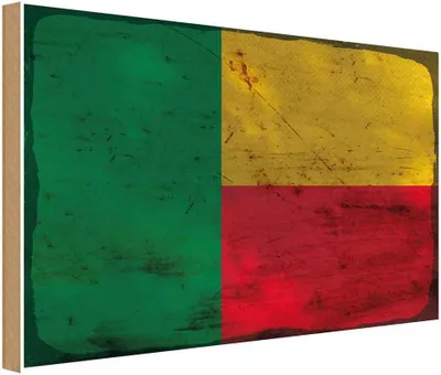 Produktbild von vianmo Holzschild 20x30 cm Benin Rost Flagge Fahne Wappen