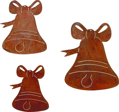Image de Rostikal Noël Décoration Cloche Set Décoration de fenêtre suspendue Décoration de Noël métal rouille Décoration de jardin