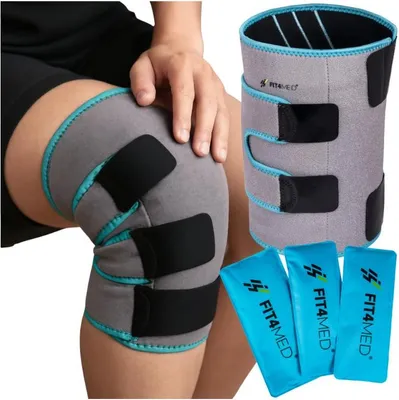 Immagine prodotto di FIT4MED | Ginocchiere - Nero - 88 X 24 Cm - 3 inserti in gel - terapia freddo-caldo