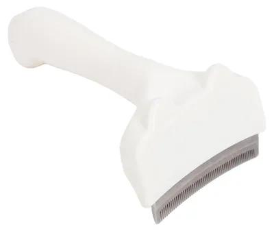 Immagine prodotto di Spazzola per la rimozione del pelo degli animali domestici, impugnatura ergonomica, design curvo, strumento per la pulizia del sottopelo dei cani, ideale per l'uso domestico