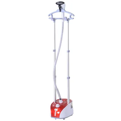 Image de HOMCOM Défroisseur vapeur vertical 1950 W 32g/min, réservoir d'eau de 2 litres, tige télescopique, fer vertical autonomie 45min, 11 températures réglables, prêt en 38s, planche et cintre fournis rouge