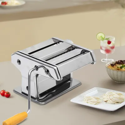 Produktbild von Nudelmaschine Einstellbarer Manuell Pastamaschine Silber Pasta Maker für Spaghetti Lasagne Tagliatelle
