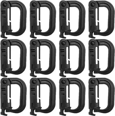 Obrázek produktu pro D-tvarované karabiny z plastu, 12 kusů, rozměry 5,5 x 3,8 cm, nosnost do 10 kg, vhodné pro klíče a