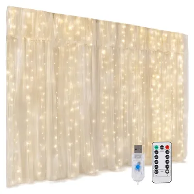Produktbild von LED Lichtervorhang Fenster 3x3m 300 LEDs 8 Modi Fernbedienung USB