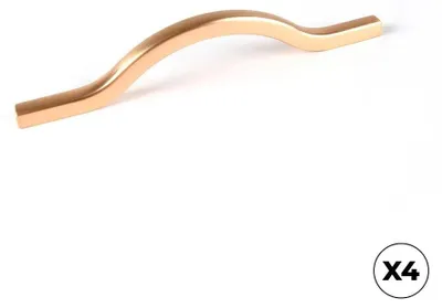 Immagine prodotto di Maniglia per mobile a forma di arco, modello 506, in alluminio con finitura oro opaco, 128 mm, confezione da 4 pezzi