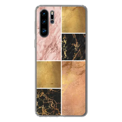 Produktbild von MuchoWow® Handyhülle Schutzhülle Hülle für Huawei P30 Pro Marmor - Rosa - Gold Silikon Softcase Handy Hülle - Schutzdeckel