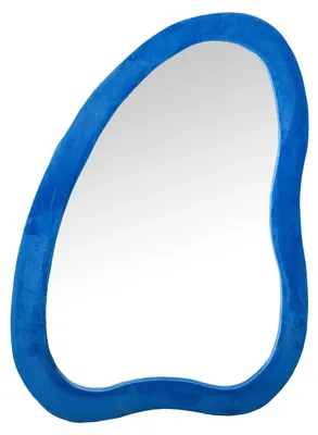 Produktbild von Standspiegel in Form von MDF und Samt in Blau, 68 x 4 x 90 cm