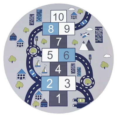 Produktbild von Paco Home Kinderteppich Teppich Rund Kinderzimmer Spielteppich Straßenteppich Modern 200 cm rund