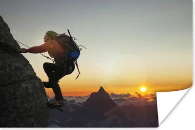 Produktbild von MuchoWow® Poster Eine junge Frau, die einen Berg besteigt 60x40 cm - Schlafzimmerdekoration