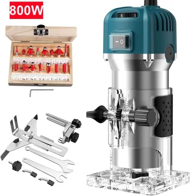 Obrázek produktu pro 800W fréza na hrany Elektrická ruční fréza na dřevo Sada 15ks fréz pro drážkování dřeva DIY dekorace, řezání oblouků řemeslné práce