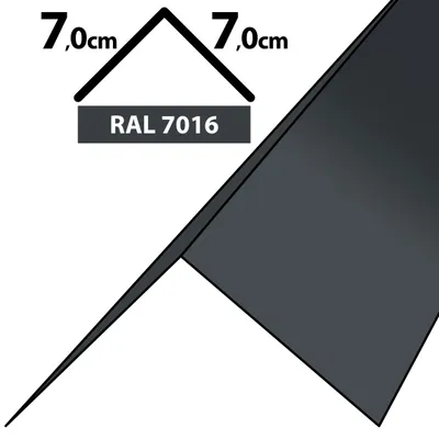 Produktbild von 2m Winkelblech Kantblech Kante Blechwinkel pulverbeschichtetes 0,5mm Zuschnitt 14cm RAL-7016 Graphit