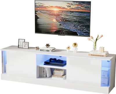 Immagine prodotto di Mobile TV lucido da 160 cm con funzione LED e 2 ante - bianco