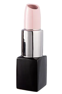 Image de Gilde Vase, Lippenstift, "Milano", Keramik, rosa, schwarz, silberfarben, VE 2, L. 9 cm, B. 9 cm, H. 30 cm 32914 4063387329146