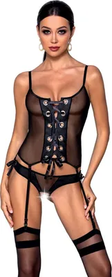 Image de Corset Nessy avec entrejambe ouvert - Noir