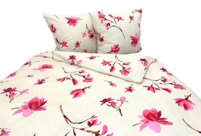 Produktbild von Bettwäsche, Waffelpiqué-Bettwäsche, bügelfrei, 100 % Baumwolle 160x200 2672 Rosa Blumen