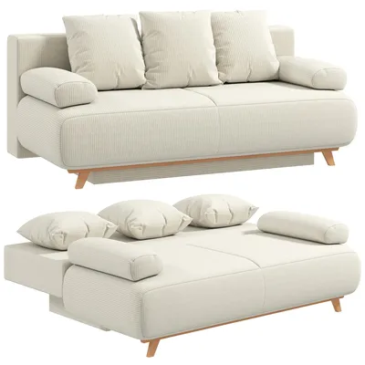 Produktbild von HOMCOM Schlafsofa 188x140cm 3-Sitzer Sofa mit Bettfunktion, Stauraum Beige