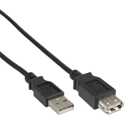 Produktbild von InLine USB 2.0 Verlängerung, Stecker / Buchse, Typ A, schwarz, 1m, 1 m, Stecker/Buchse, 0,48 Gbit/s, Schwarz