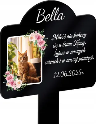 Image de Plaque commémorative avec photo pour la tombe d'un chat, bougie personnalisée