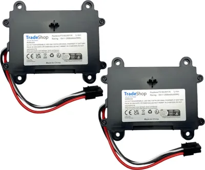 Produktbild von 2x Trade-Shop Li-Ion Akku 18V / 2500mAh / 45Wh für viele Bosch Indego Rasenmäher Mähroboter ersetzt F 016 104 898, F016104898, F016L69176, 5INR19/66