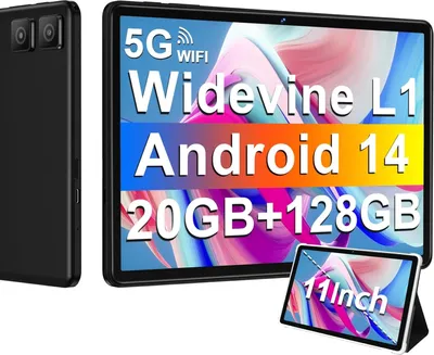 Produktbild von DMOAO Tablet 11 Zoll mit Widevine L1, 8000 mAh + 18W Schnellladung, 13 MP 5 MP, Android 14 Tablets 20GB RAM 128GB ROM (1 TB Erweiterbar), 5G WLAN,