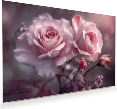 Produktbild von Glasbild 120x80cm in XXL für Wohnzimmer, Schlafzimmer Motiv Romantische Rosen