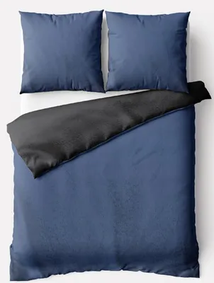 Produktbild von Teddyplüsch Bettwäscheset 200x200 cm Dunkelblau Anthrazit Einfarbig Winter Kuschelig mit Reißverschluss