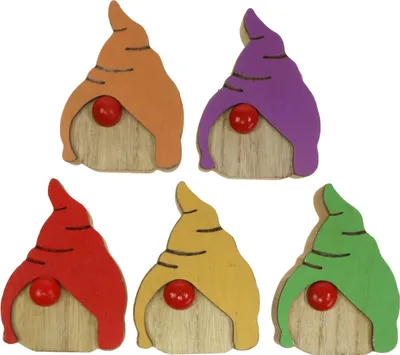 Produktbild von Wichtel Holz Dekoration 6,5x9cm 10 Stück sortiert - Frühlingsdeko Zwerge bunt