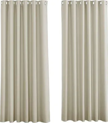 Productafbeelding van Unyqoos® Verduisteringsgordijnen, set van 2, extra breed – H 245 x B 200 cm per stuk, met 12 metalen lussen (diameter 4 cm), lichtdicht, lichtbeige, 230 g/m²