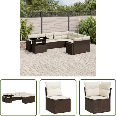 Produktbild von The Living Store 10-tlg. Garten-Sofagarnitur mit Kissen Braun Poly Rattan